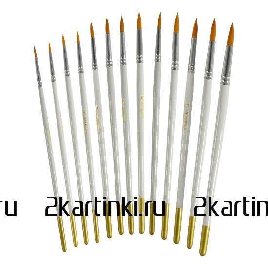 Тип товара Коробка 240 шт.: Набор круглых нейлоновых кистей для рисования «Две картинки» (12 шт.) белые