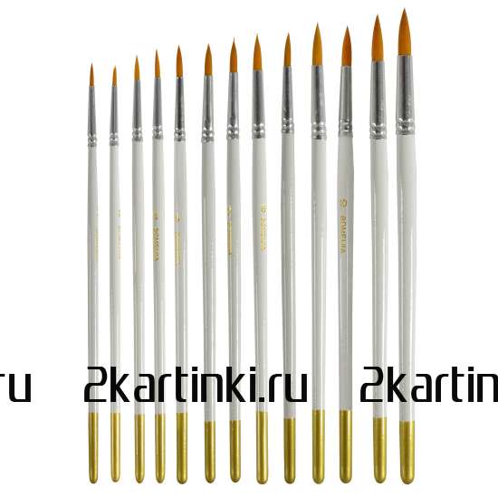 Тип товара Коробка 240 шт.: Набор круглых нейлоновых кистей для рисования «Две картинки» (12 шт.) белые