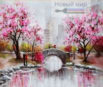 Ручей в городе с сакурой