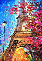 Вечернее цветение сакуры в Париже