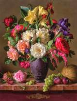 Букет из пионов, роз и ирисов