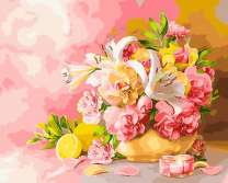 Букет из лилий и пионов