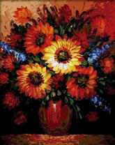 Ваза с букетом подсолнухов