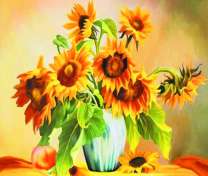 Подсолнухи и персик