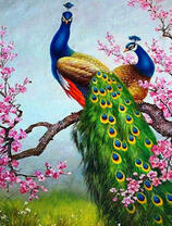 Два павлина на цветущей ветви
