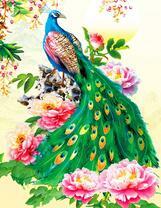 Павлин среди больших цветов