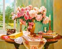 Букет из роз и пионов