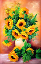 Ваза с букетом подсолнухов