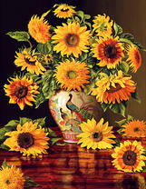 Подсолнухи и хризантемы в одном букете