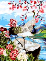 Журавли на весенней реке