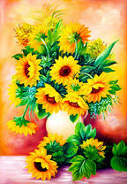 Пышный букет с подсолнухов