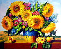 Букет с подсолнухами и абрикосы