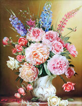 Букет с пионами в нежном кувшинчике